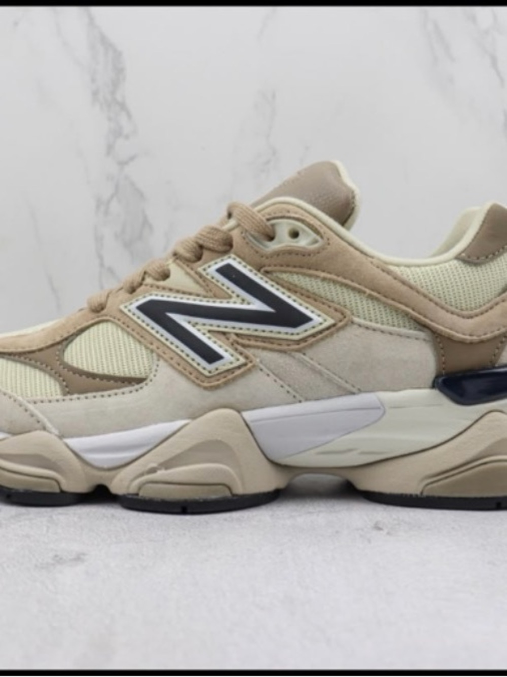 New Balance Men's Cream and Tan Suede Mesh Sneaker